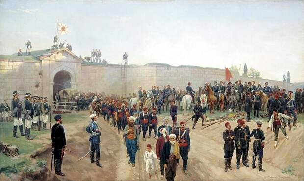 Сдача турецкой крепости в 1878-м. /Фото: polzam.ru