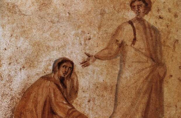 Раннее изображение Христа в римских катакомбах.