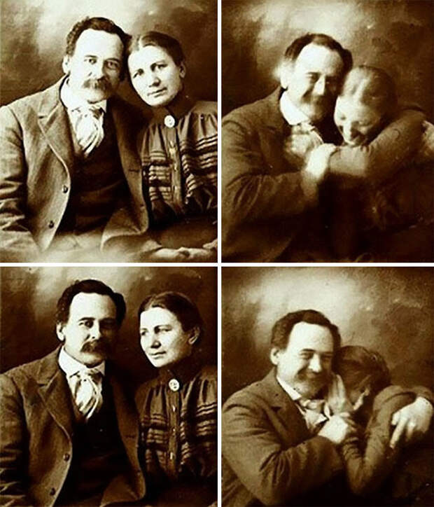 2. Викторианская пара, которая не может удержаться от смеха во время съемки, 1890-е гг. архивные фотографии, лучшие фото, ретрофото, черно-белые снимки