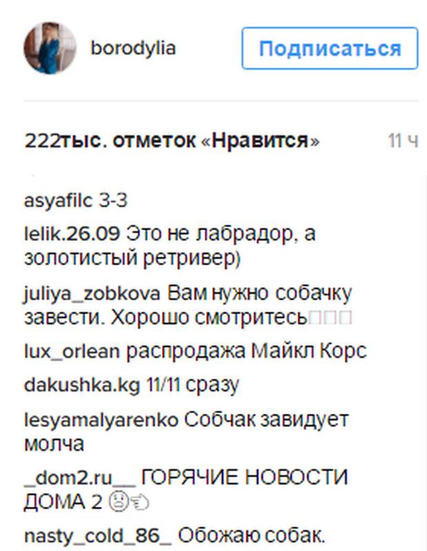 Скрин комментариев из Инстаграм