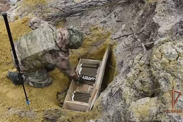 Росгвардейцы показали на видео обнаруженные взрывоопасные предметы в российском регионе