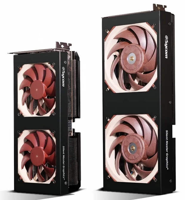 Теперь сверхтихую видеокарту с вентиляторами Noctua можно купить не за все деньги мира, да и толщина тут нормальная. Sycom представила сразу три GeForce Silent Master