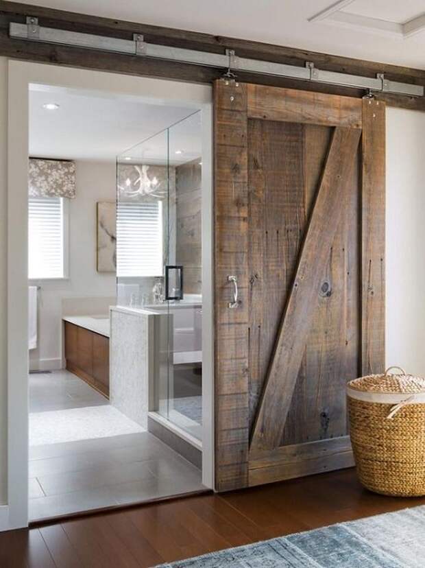 Практичный пример оформление комнат с помощью размещения в них деревянных раздвижных дверей.