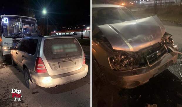 Пьяный водитель иномарки протаранил маршрутку с людьми в Петрозаводске