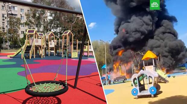 Сгоревшую детскую площадку в Новой Москве восстановили менее чем за пять дней