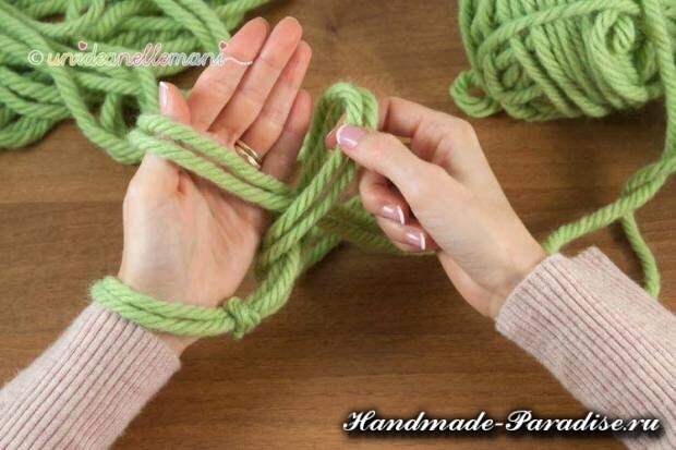 Вязание руками объемного шарфа: мастер-класс 2