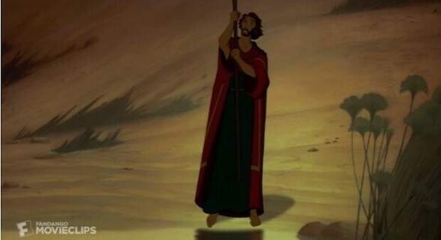 2. "Принц Египта" (1998) - после того, как Бог велит Моисею снять сандалии, тот до конца фильма остается босым