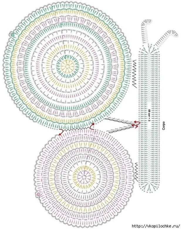 Коврик бабочка крючком схема