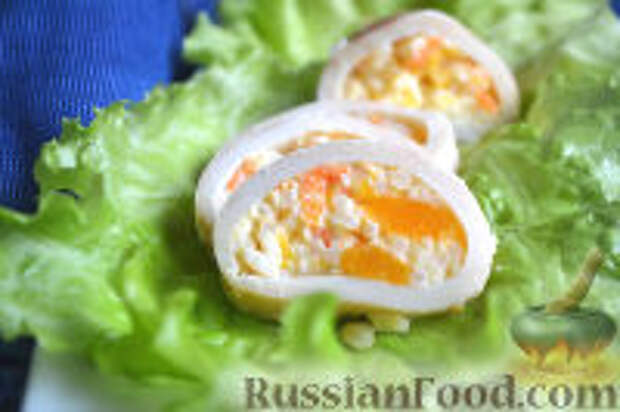 Фото к рецепту: Кальмары, фаршированные тыквой и рисом