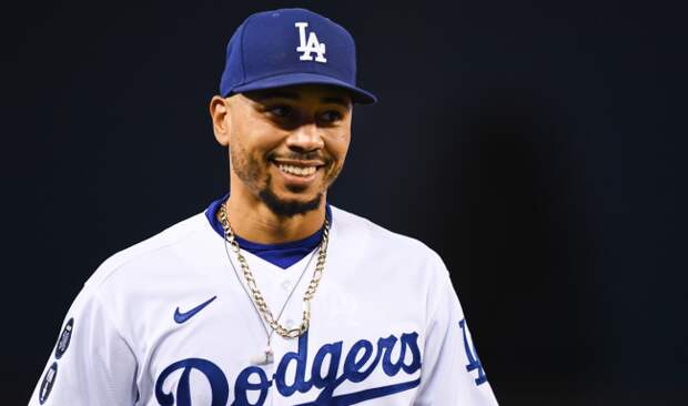 mookie betts smiles bowling