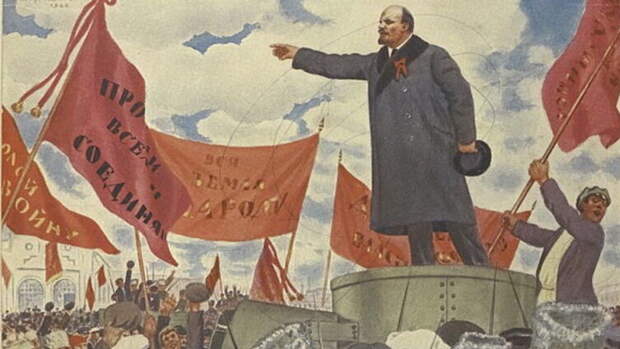 Б. Кустодиев, «Преддверие Октября (речь В. И. Ленина у Финляндского вокзала)», 1926 г.