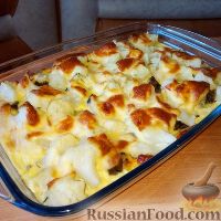 Фото к рецепту: Запеканка из цветной капусты и куриной печени