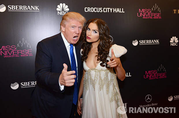 Американский миллиардер Дональд Трамп и «Мисс Вселенная – 2012» Оливия Калпо