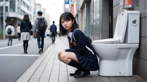 Япония: Унитазы "на тротуаре" - Девушки пользуются без стеснения