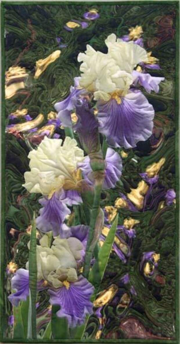 Iris Reflections Art Quilt by Barbara Barrick McKie: 