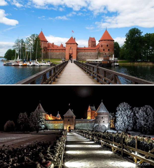 Самый старый замок Литвы, который был построен в начале XIV столетия из красного кирпича и серого камня, расположенный на острове.