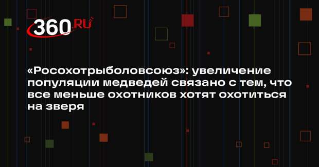 «Росохотрыболовсоюз»: увеличение популяции медведей связано с тем, что все меньше охотников хотят охотиться на зверя