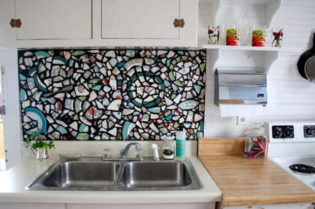 мозаика на кухне над раковиной