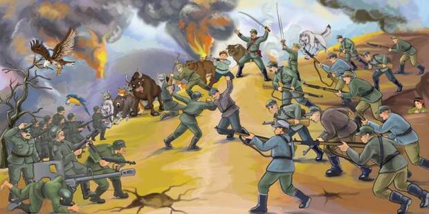 Одна из иллюстраций бандеровских побед над вермахтом в детских книгах
