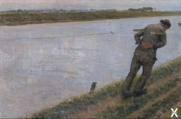 Теодор Верстраэте. Мужчина тянет барж...