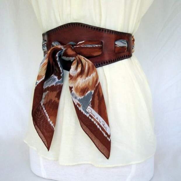 Fall Roses.....Brown Leather Scarf Belt, Wear Any Scarf as a Belt. By ContrivedtoCharm on etsy.: