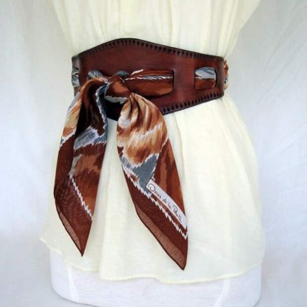 Fall Roses.....Brown Leather Scarf Belt, Wear Any Scarf as a Belt.  By ContrivedtoCharm on etsy.: 