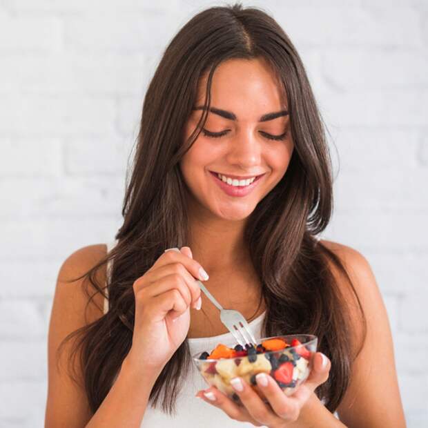 Healthy Diet Nutrition. Portrait Of Cheerful Girl Having Glass Of Natural Yogurt, Tasty Berries And Crunchy Muesli. Closeup Of Smiling Young Woman Eating Granola Fruit Parfait.; Shutterstock ID 1267800484; Job (TFH, TOH, RD, BNB, CWM, CM): TOH
