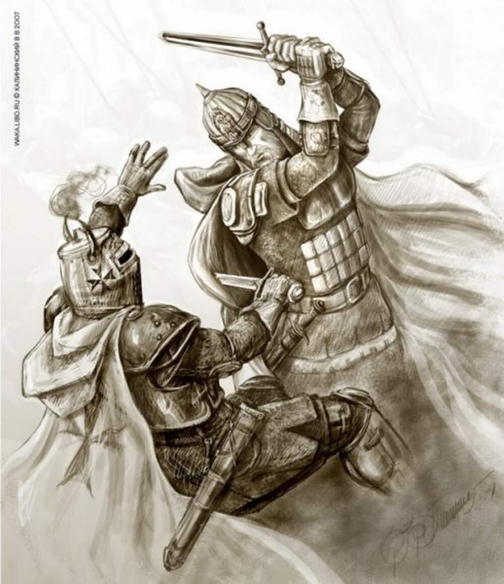 Александр Невский сражение рисунок