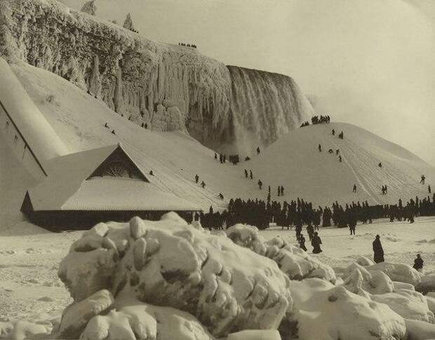 Вид на Ниагарский водопад зимой, 1885 год. история, события, фото