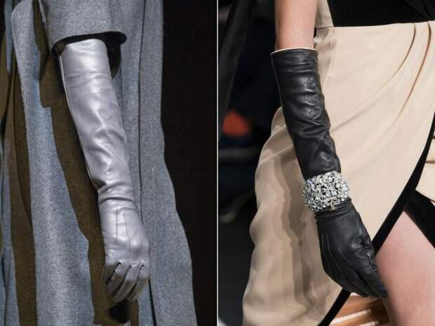 Длинные кожаные перчатки актуальны в 2020 году