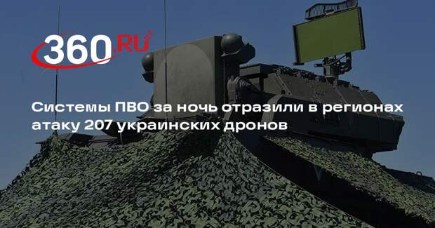 Системы ПВО за ночь отразили в регионах атаку 207 украинских дронов