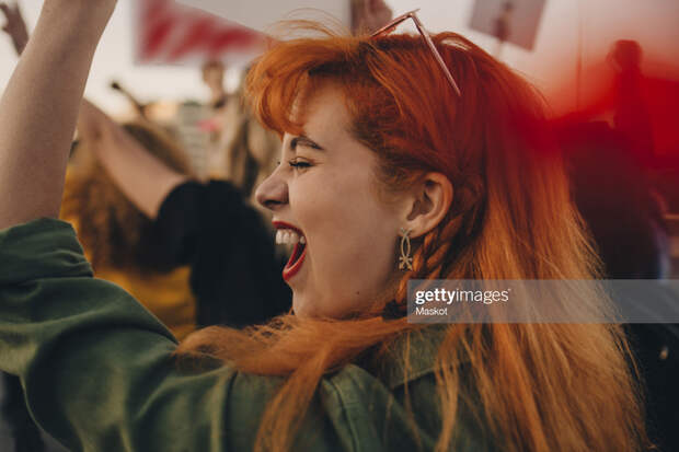 Woman protesting