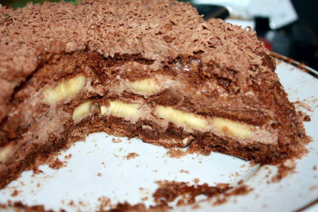 Шоколадный торт с банановой прослойкой