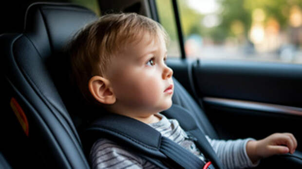 Ребенок в автокресле / Изображение сгенерировано нейросетью