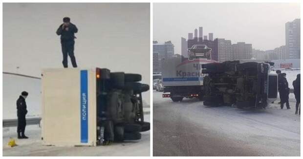 На трассе под Красноярском перевернулся автозак с заключёнными
