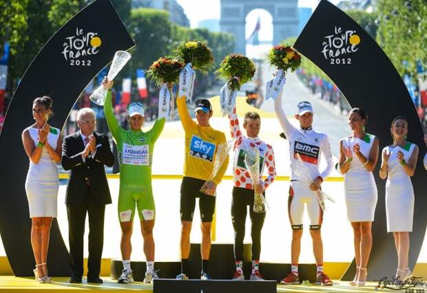 Награждение велогонщиков на Тур де Франс
