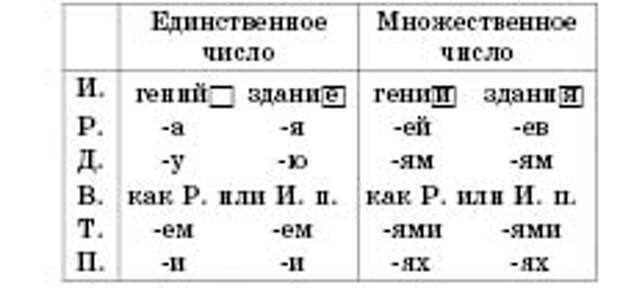 Свежем окончание. Единственное и множественное число.