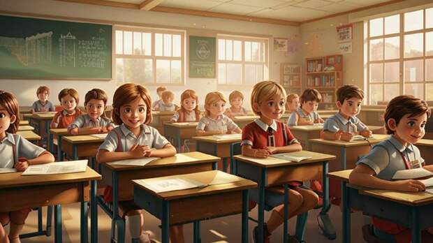 Дети в школе / Изображение сгенерировано с помощью нейросети Kandinsky by Sber AI / amic.ru