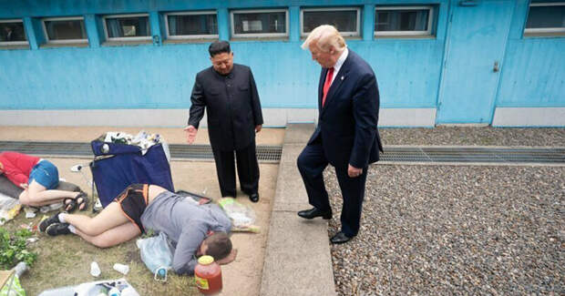 Недавняя встреча Трампа с Ким Чен Ыном обросла толстым слоем фотожаб визит трампа в корею, ким чен ын, мемы, политика, трамп, фотожабы