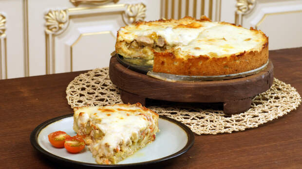 Мясной пирог на подушке из картофельного теста Еда, Кулинария, Рецепт, Пирог, Видео, Длиннопост