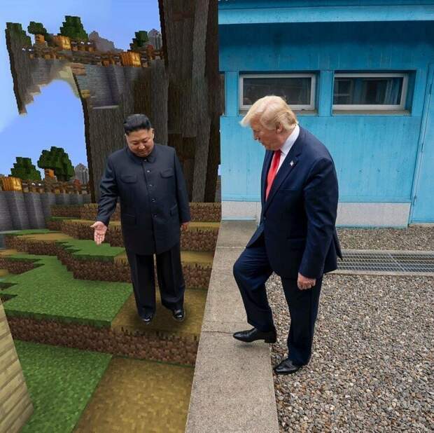 Недавняя встреча Трампа с Ким Чен Ыном обросла толстым слоем фотожаб визит трампа в корею, ким чен ын, мемы, политика, трамп, фотожабы