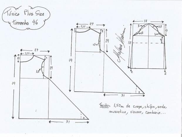 Туника + выкройки большого размера