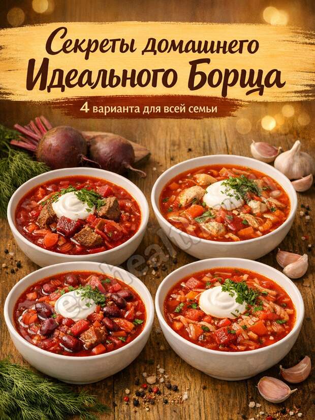Кулинария>4 ВАРИАНТА ДОМАШНЕГО БОРЩА!