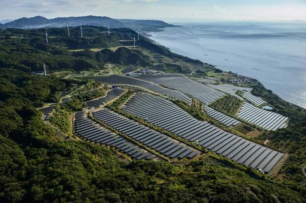 34,7 МВт СЭС на месте бывшей каменоломни в мире, источник энергии, солнечные панели, технологии, энергия, япония