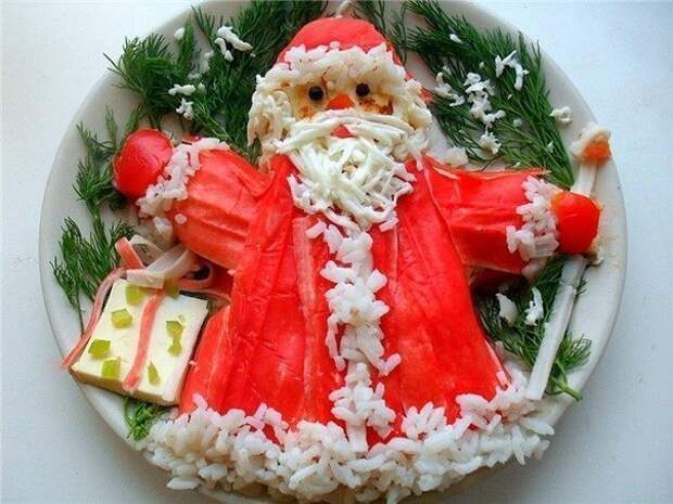 Новогодний салат "Дед Мороз"
