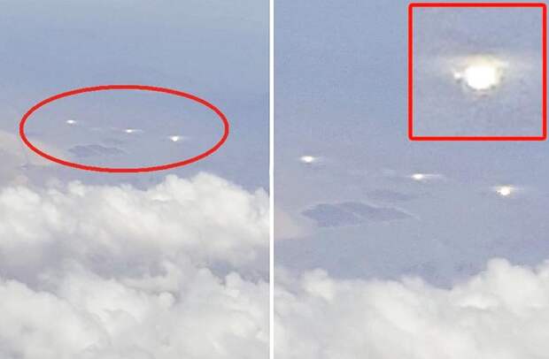 Три светящиеся НЛО замечены пассажирами самолета