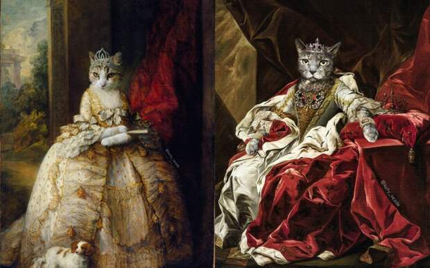 Знатные особы: российский иллюстратор превращает котиков в императриц и королей