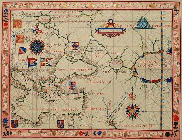 Раз уж сегодня было так много карт, то вот еще одн крайне пестрая от 1570 года.
