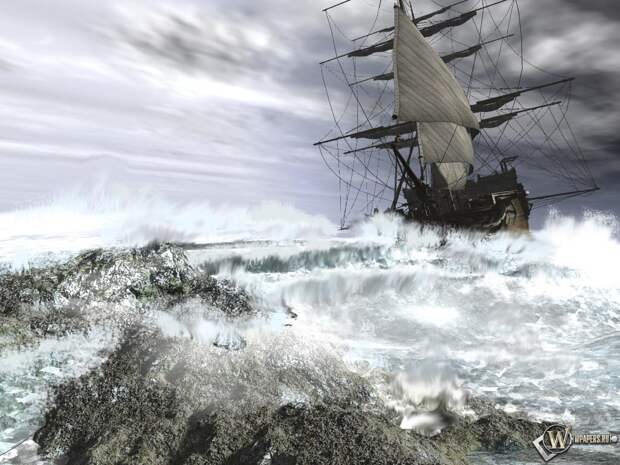 HD обои Корабль и бушующее море, Корабли, 3d картинки