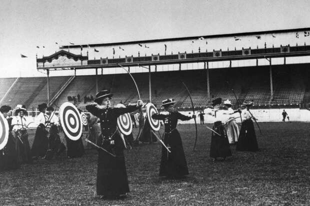 Женская стрельба из лука, 1908 год. Олимпийские игры в Лондоне. история, ретро, фотографии